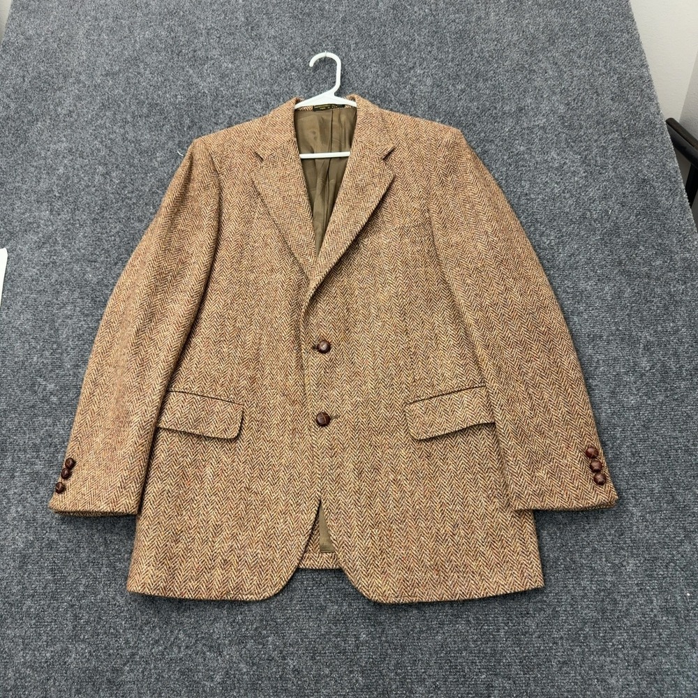 Vintage Anderson Little Blazer Mens 42 RBrown Wool Harris Tweed Herringbone